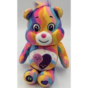 *FRIENDS FOREVER BEAR* Care Bears 9" Tie-Dye Plush Heart Belly Badge New